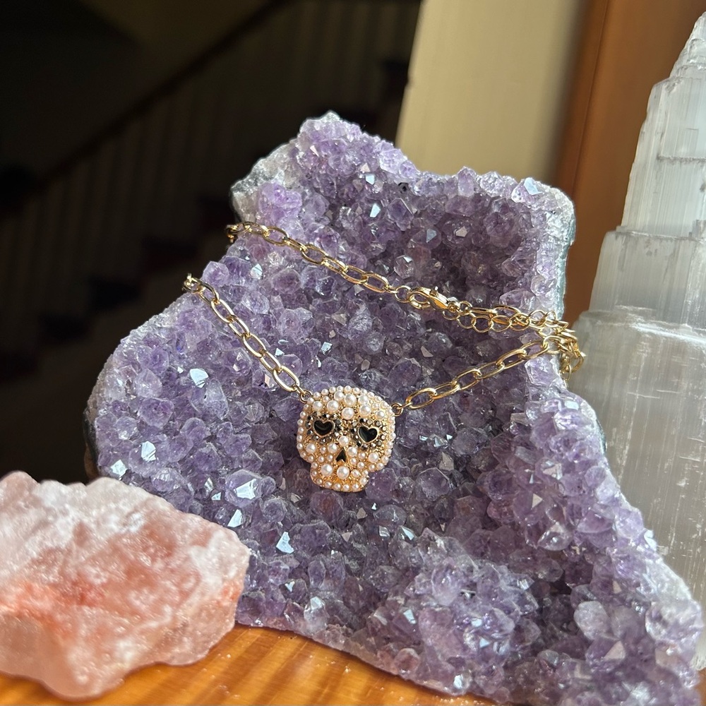 Gold Skull Pendant Necklace